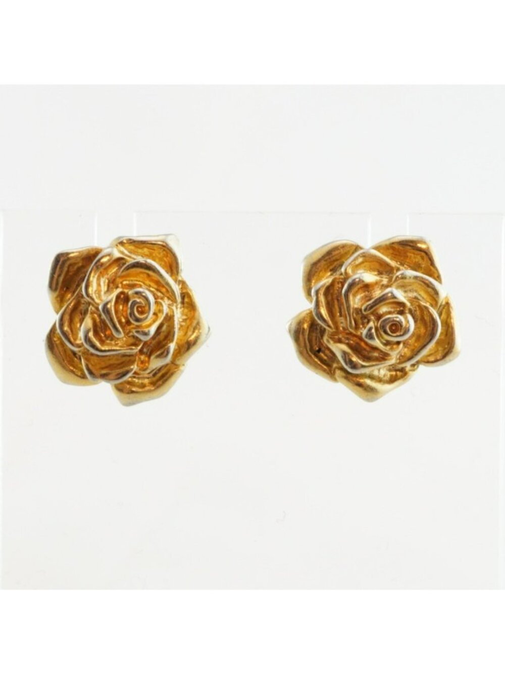 Vintage Gold Tone Rose Stud Earrings